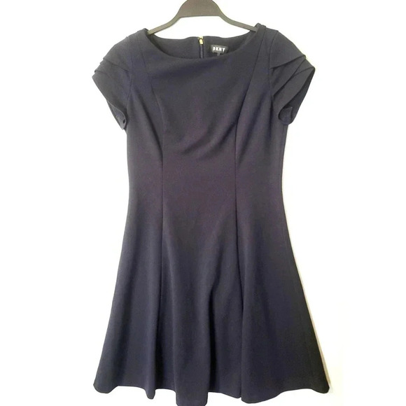 DKNY Blue Fit Flare Dress Size 4 1J - Picture 1 of 7